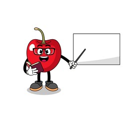 Mascot cartoon of cherry teacher