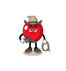 Character mascot of cherry as a cowboy