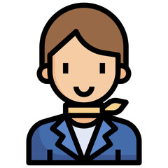 AIR HOSTESS filled outline icon,linear,outline,graphic,illustration