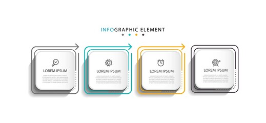 Infographic label design vector template with icons and 4 options or steps. Can be used for process diagram, presentations, workflow layout, banner, flow chart, info graph. eps10 vector