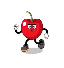 running cherry mascot illustration