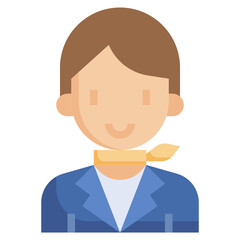 AIR HOSTESS flat icon,linear,outline,graphic,illustration