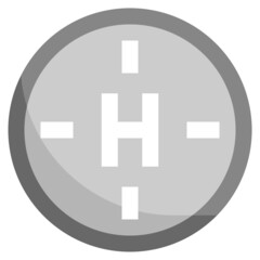 HELIPORT flat icon,linear,outline,graphic,illustration