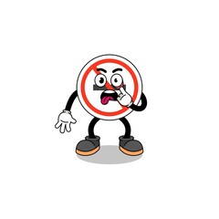 Obraz na płótnie Canvas Character Illustration of no smoking sign with tongue sticking out