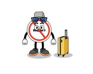 no smoking sign mascot doing vacation