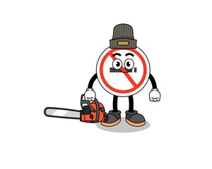 no smoking sign illustration cartoon as a lumberjack