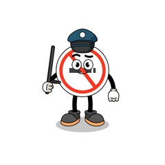 Cartoon Illustration of no smoking sign police