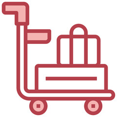 TROLLEY red line icon,linear,outline,graphic,illustration