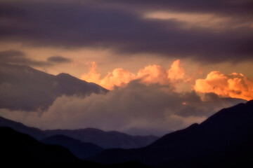 sunset in the mountains