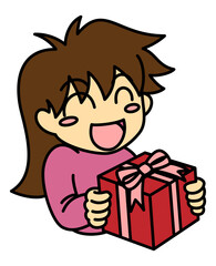 誕生日おめでとう　プレゼントを持った女の子