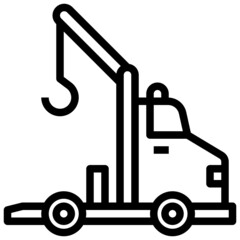 TOE TRUCK line icon,linear,outline,graphic,illustration