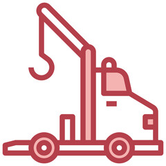 TOE TRUCK red line icon,linear,outline,graphic,illustration