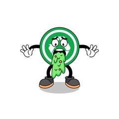 recycle sign mascot cartoon vomiting