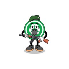 Character cartoon of recycle sign as a special force