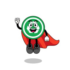 Obraz premium recycle sign cartoon with flying superhero