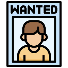 WANTED filled outline icon,linear,outline,graphic,illustration