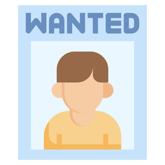 WANTED flat icon,linear,outline,graphic,illustration