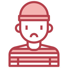 PRISONER red line icon,linear,outline,graphic,illustration