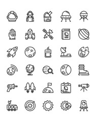 Space Icon Set 30 isolated on white background