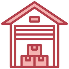 WAREHOUSE red line icon,linear,outline,graphic,illustration