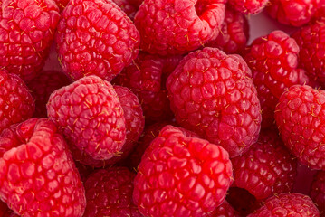 Fresh red ripe raspberries close-up, Raspberries background.