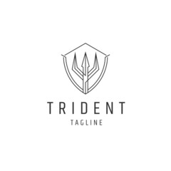 Naklejka premium Trident line logo icon design template flat vector