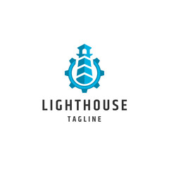 Full color lighthouse logo concept. flat icon design template