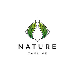 Nature leaf line logo concept. Flat icon design vector template