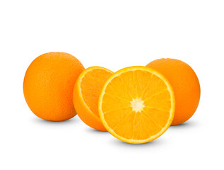 Orange with half of orange isolated on white background with clipping path.