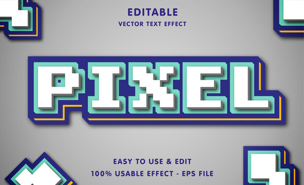 pixel editable text effect with modern and simple style, usable for logo or campaign title