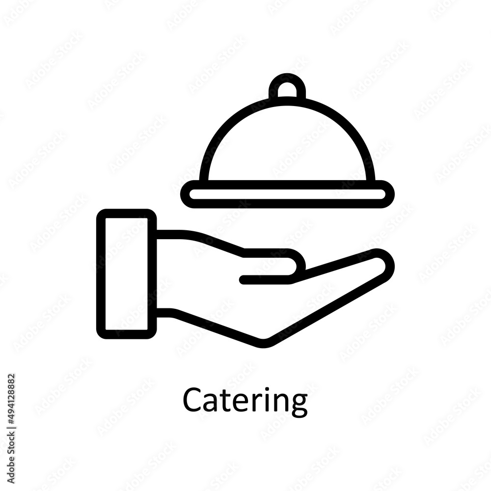 Poster catering vector outline icon for web isolated on white background eps 10 file