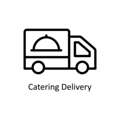 Catering Delivery vector outline icon for web isolated on white background EPS 10 file