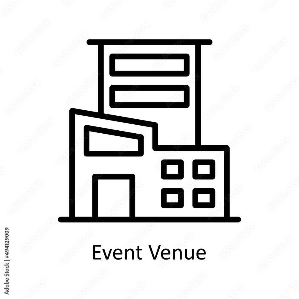 Aufkleber event venue vector outline icon for web isolated on white background eps 10 file