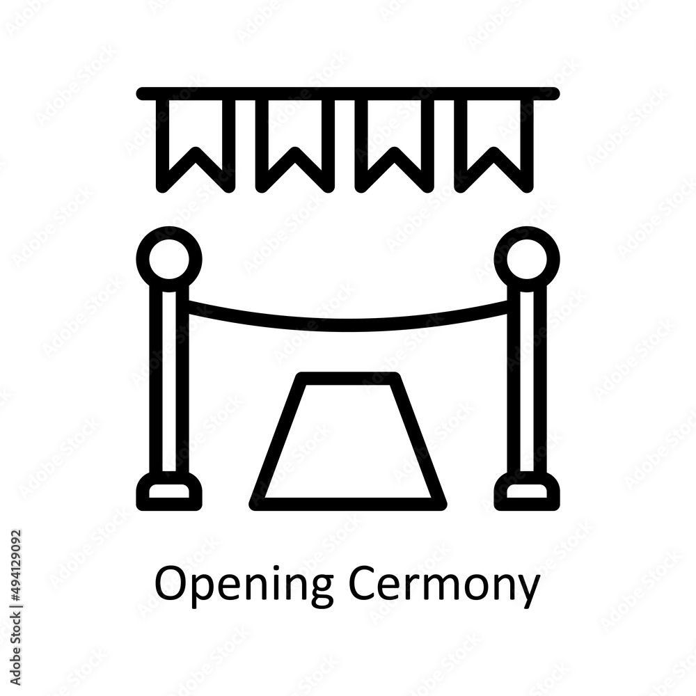 Poster opening ceremony vector outline icon for web isolated on white background eps 10 file