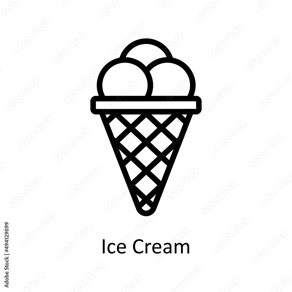 Poster ice cream vector outline icon for web isolated on white background eps 10 file