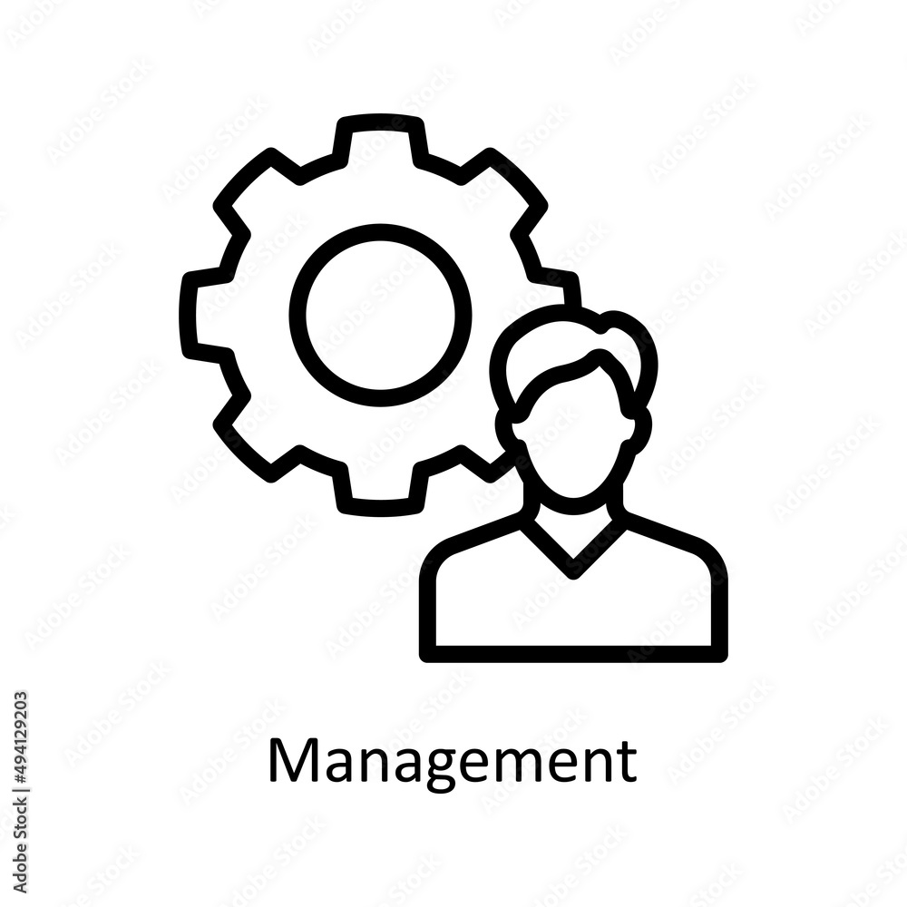 Poster management vector outline icon for web isolated on white background eps 10 file