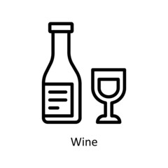 Wine vector outline icon for web isolated on white background EPS 10 file