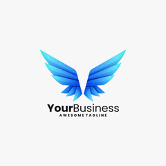 Vector Logo Illustration Wings Gradient Colorful Style.