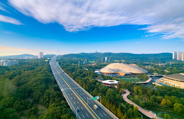 Urban environment of Jiangyin Sports Center, Jiangsu Province, China
