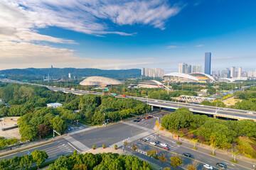 Urban environment of Jiangyin Sports Center, Jiangsu Province, China