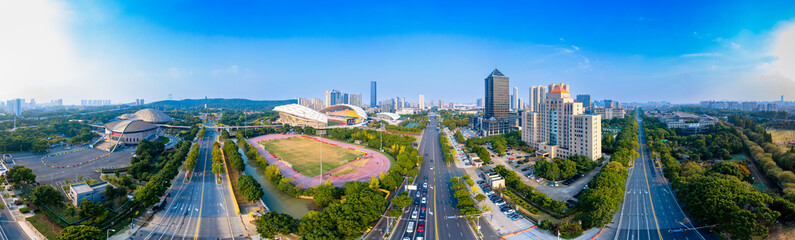 Naklejka premium Urban environment of Jiangyin Sports Center, Jiangsu Province, China