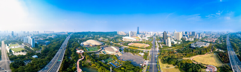 Naklejka premium Urban environment of Jiangyin Sports Center, Jiangsu Province, China