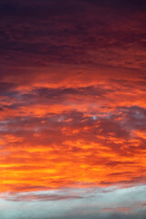 Pink, orange dramatic sunset sky for editing, replacement in photos. 