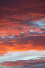 Bright orange, pink sunset sky. Great for replacement in photo editing for dramatic, epic scenic view. 