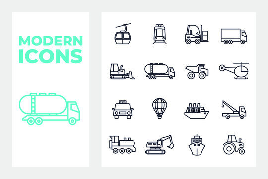 Transport, vehicle and delivery set icon symbol template for graphic and web design collection logo vector illustration