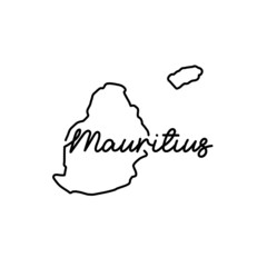 Mauritius outline map with the handwritten country name. Continuous line drawing of patriotic home sign. A love for a small homeland. T-shirt print idea. Vector illustration.