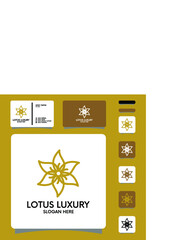 Lotus line with silhouette logo design Premium Vector 