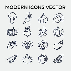 Vegetarian, vegetable, veggies set icon symbol template for graphic and web design collection logo vector illustration