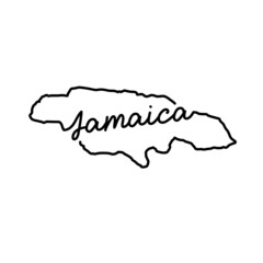 Jamaica outline map with the handwritten country name. Continuous line drawing of patriotic home sign. A love for a small homeland. T-shirt print idea. Vector illustration.