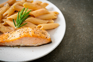 salmon with penne pasta cream sauce